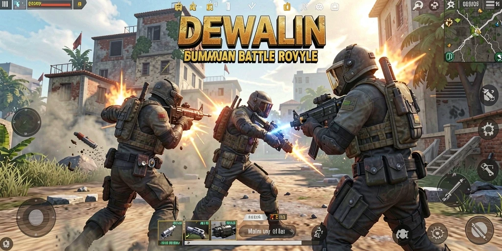 Screenshot <strong>DEWALIN</strong> menampilkan aksi seru dalam Battle Royale.