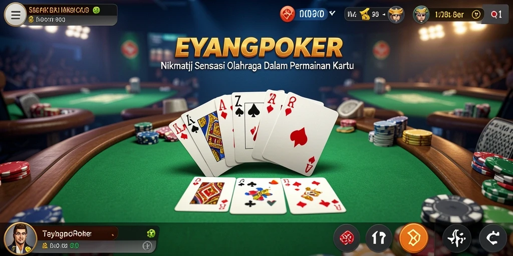Tampilan menarik dari gameplay <strong>EYANGPOKER</strong> yang menggambarkan keseruan olahraga kartu.