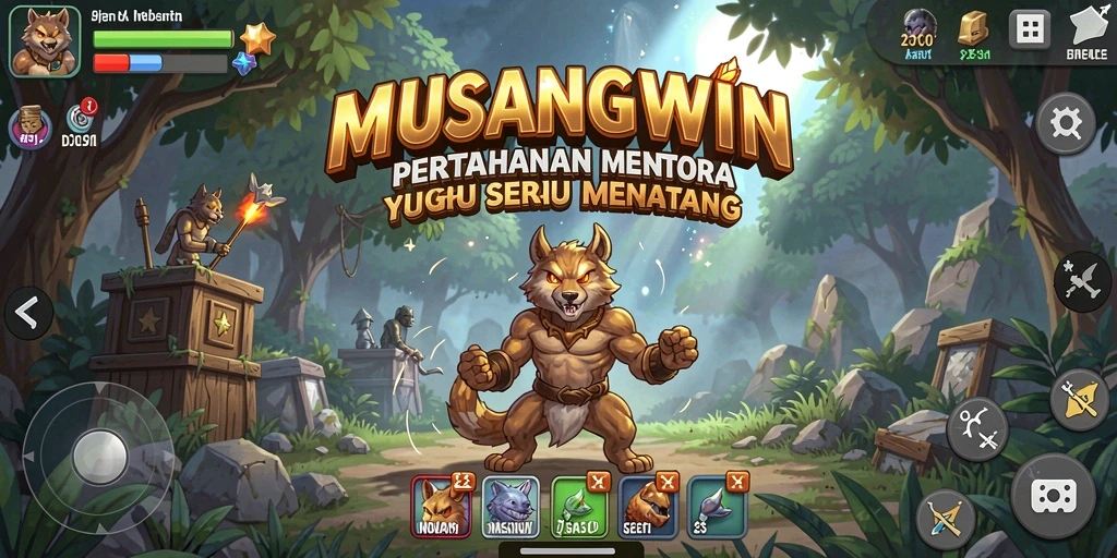 Tampilan gameplay Tower Defense yang seru dan menantang di MUSANGWIN.