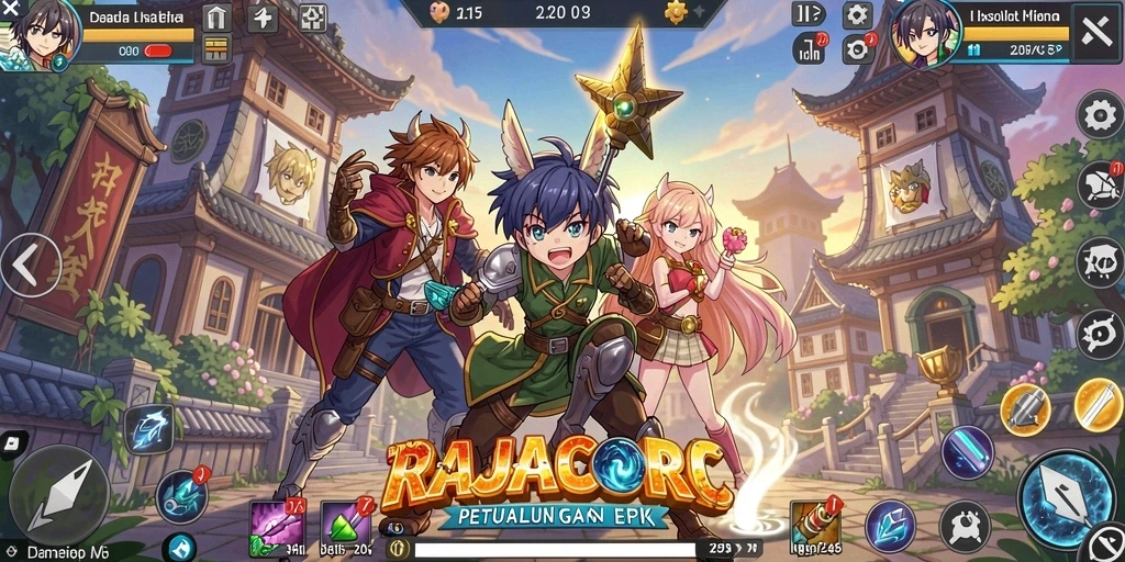 Tampilan gameplay RAJACORC yang menakjubkan dalam dunia anime.