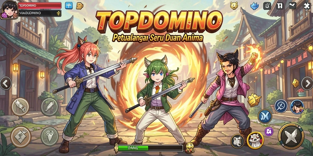 Gameplay TOPDOMINO dengan karakter anime yang menarik dan grafis menakjubkan.